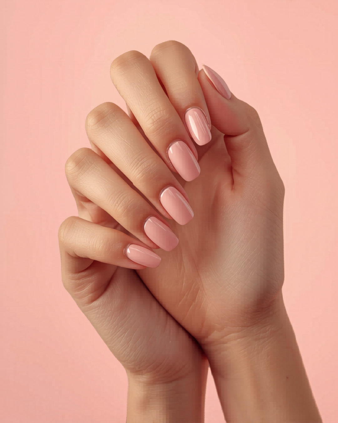 Gros plan ongles gel rosés brillants NAILO